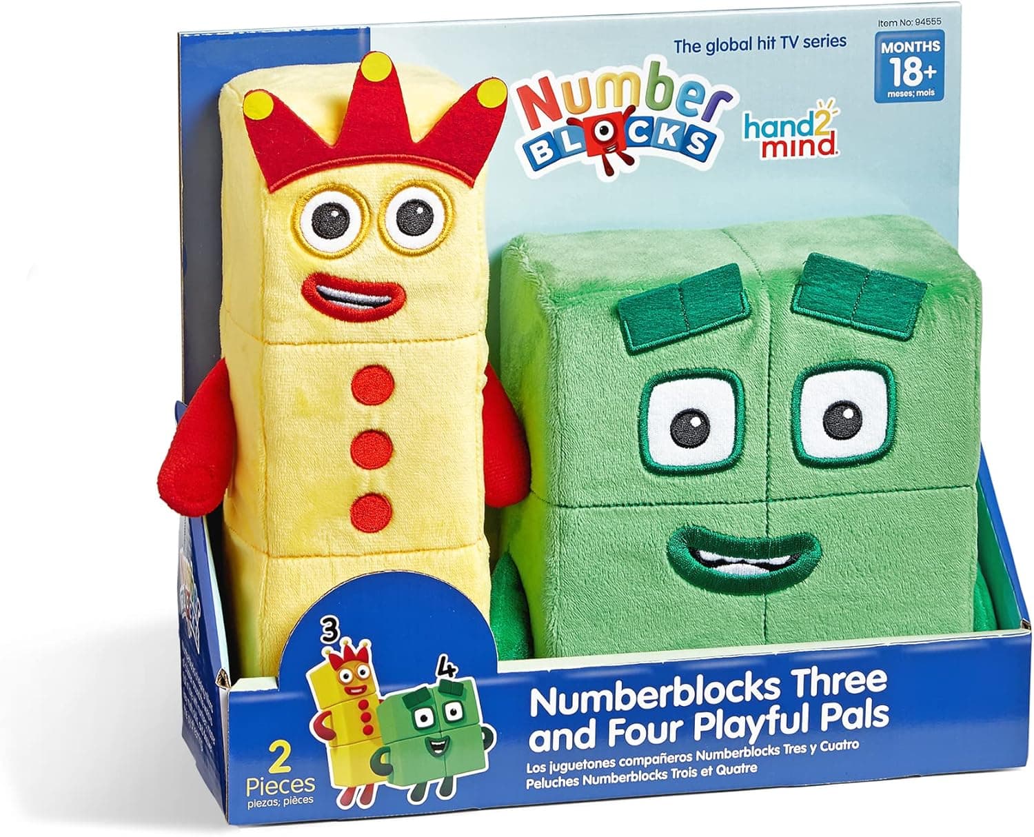 Numberblocks Set de peluche, Tres y Cuatro