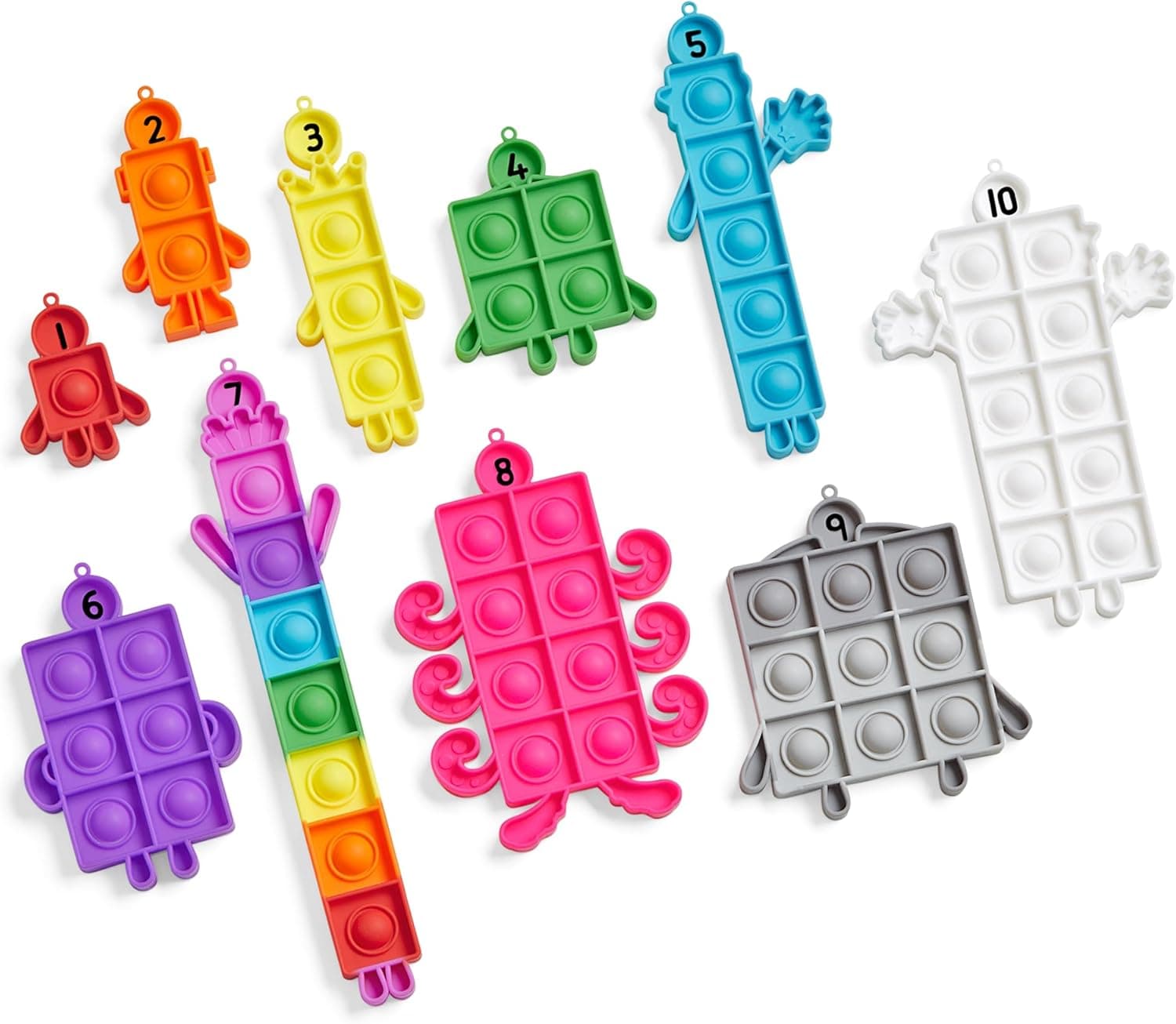 Numberblocks Sensory Bubble Poppers - Llaveros para Niños