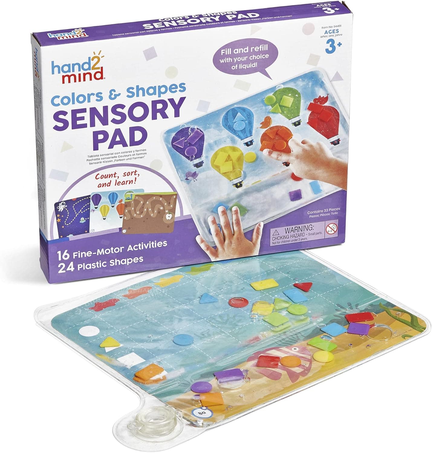 hand2mind Alfombra Sensorial de Colores y Formas, Juguetes de Habilidades Motoras Finas para Niños de 3 Años
