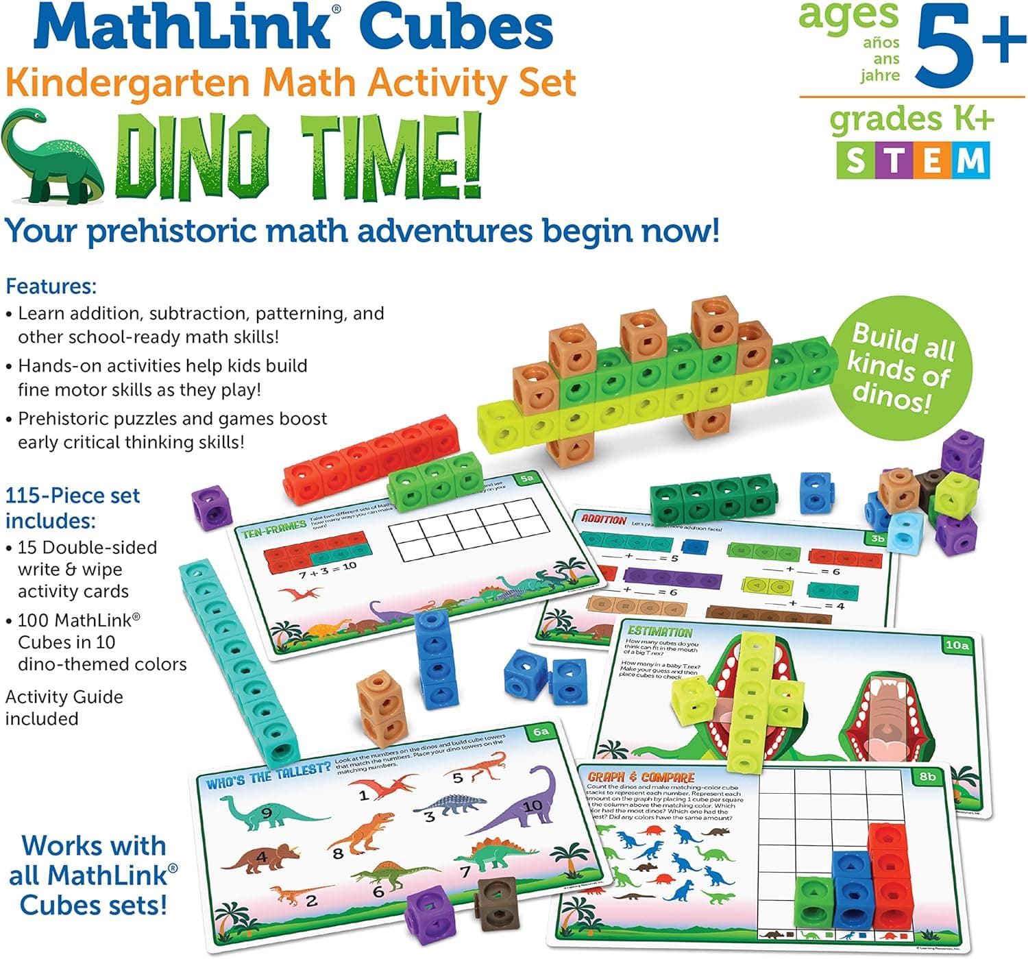 Learning Resources MathLink Cubes - ¡Tiempo de dinosaurio! miniatura 4